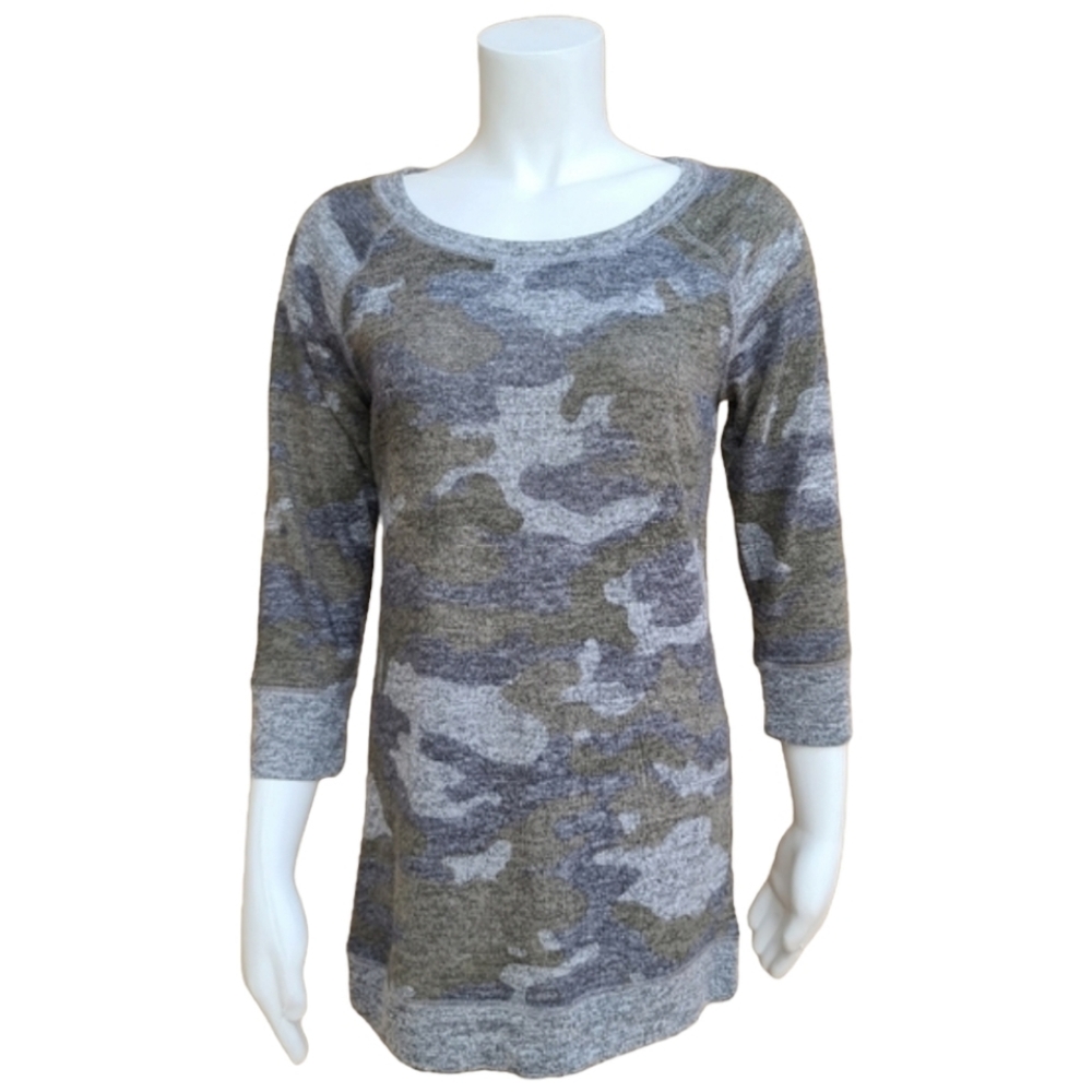 NO BOUNDARIES Camo Raglan Shirt S 3/4 Sleeve Tunic Top Small SUPER SOFT - Picture 3 of 14